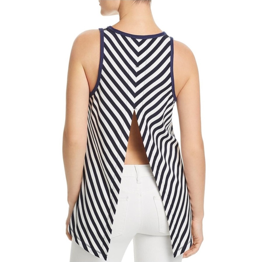 rag & bone Kat Navy and White Split Back Relaxed Tank Size M Classic ~ Vacay!
